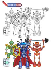 book coloring robots aliens sportsmen super heroes