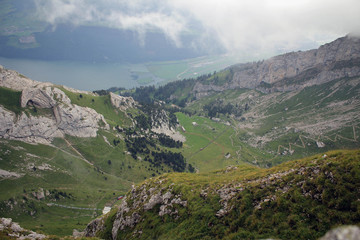 Fototapeta na wymiar Scenic cloudy view from Mount Pilatus, Switzerland