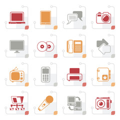 Stylized Communication and connection technology icons - vector icon set