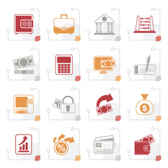 Stylized Bank, business and finance icons - vector icon set