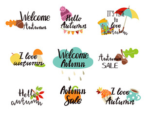 Autumn logos, tags, labels.