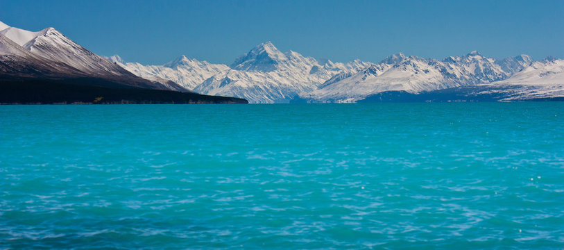 Pukaki Lake with Mt. Cook in background, New Zealand