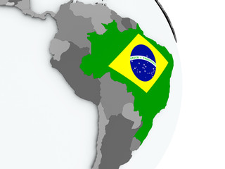 Map of Brazil with flag