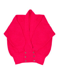 Raspberry long sleeve cardigan sweater isolated on white background