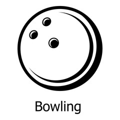 Bowling ball icon, simple black style