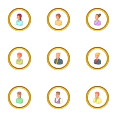 Human icons set, cartoon style