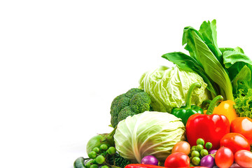 collection vegetables isolated white background