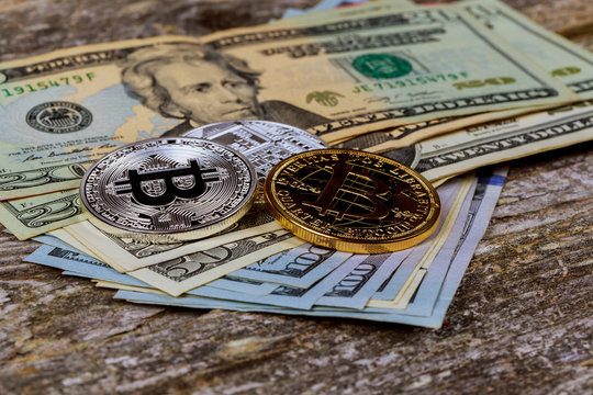 The concept of crypto currency Bitcoin and dollar