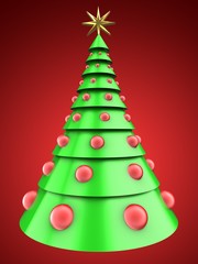 3d light green Christmas tree over red