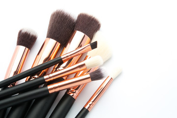 Various makeup brushes isolated