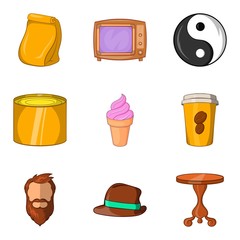 Old fashion icon set, cartoon style