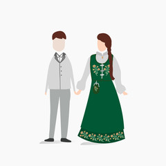 Fototapeta premium Norwegian traditional wedding dress vector