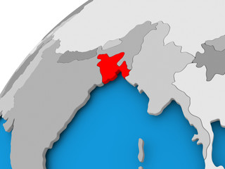 Map of Bangladesh in red