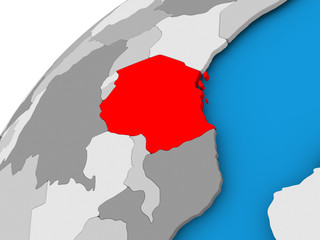 Map of Tanzania in red
