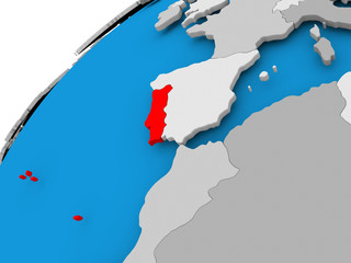Fototapeta premium Map of Portugal in red
