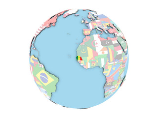 Senegal on globe isolated