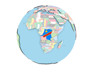 Democratic Republic of Congo on globe isolated