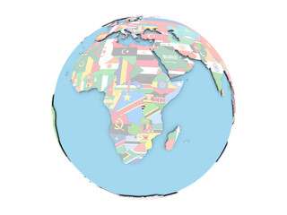 Burundi on globe isolated