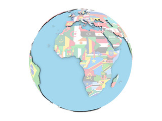 Equatorial Guinea on globe isolated