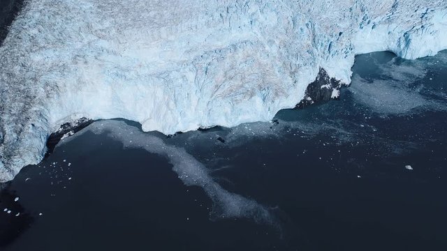 Arial 4k shots of a glacier and it's surroundings in Alaska
