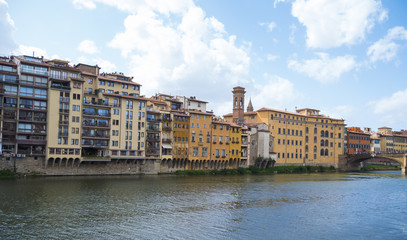 Beautiful buildings along Arno River in Florence