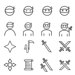 ninja icons line