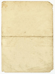 Blank old paper sheet with stains on white background