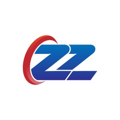 modern vector initial letters logo swoosh zz red blue