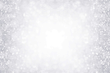 Elegant silver and white glitter sparkle confetti background border for happy birthday, anniversary, winter or Christmas background - 172029551