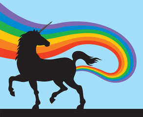 Unicorns Fart Rainbows
Vector illustration of magical unicorn emitting a rainbow from its rear end.