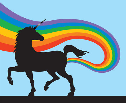 Fototapeta Unicorns Fart Rainbows  Vector illustration of magical unicorn emitting a rainbow from its rear end.