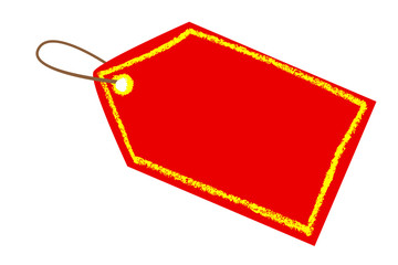 Red Blank Tag, Yellow Crayon List, isolated on white