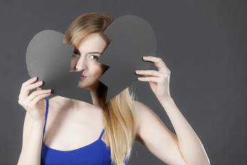 Unhappy woman with broken heart.