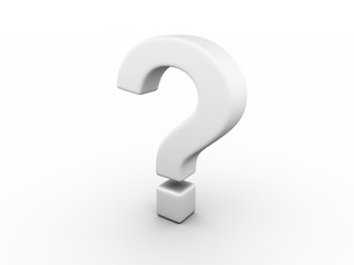 Question mark sign on white background 3d rendering