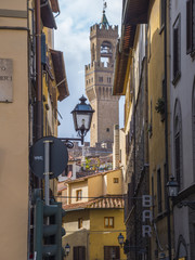 Fototapeta na wymiar The big tower on Vecchio Palace in Florence (Palazzo Vecchio)