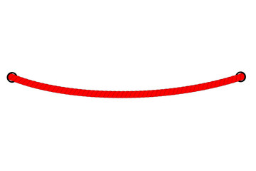 Red Rope out from hole, Isolated on White