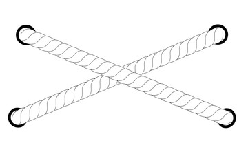 White Rope out from hole, Isolated on White