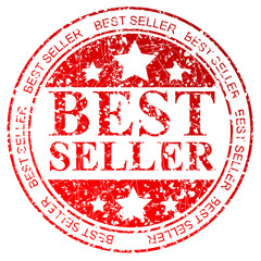 Red Circle Rubber Stamp : Best Seller, Isolated on White