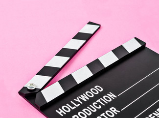Blank movie production clapper board or slate film.