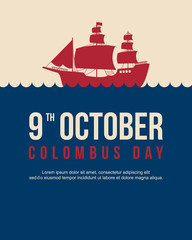 Happy Columbus Day celebration design banner - obrazy, fototapety, plakaty