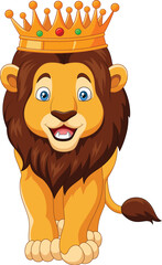 Obraz premium Kreskówka lew w koronie