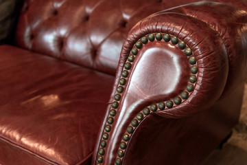Luxurious red leather sofa