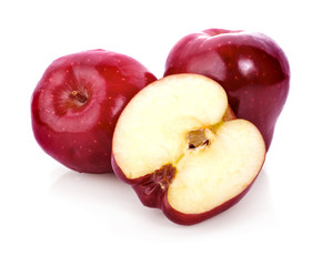 Red apple on white background