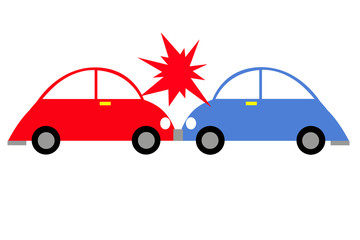 車の正面衝突のイラスト