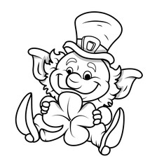 Cute Small Leprechaun Showing Shamrock - clip-art vector illustration