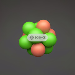 Abstract molecular structure with particles. Scientific background. Connection structure. 3D vector illustration for design.