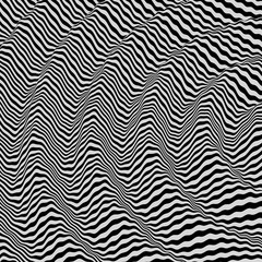 3D wavy background. Dynamic effect. Black and white design. Pattern with optical illusion. Vector illustration.