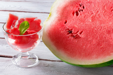Piece of watermelon in a cup