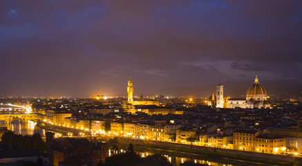 Fototapeta na wymiar Florence by night - beautiful aerial view