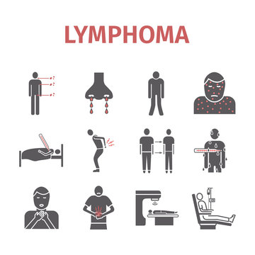Symptoms of lymphoma. Lymphatic Cancer Symptoms. Vector signs
